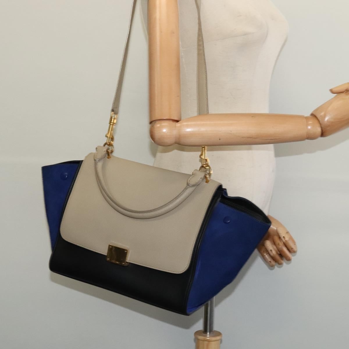 Celine Tricolor Trapeze Leather Beige Leather Handbag (Pre-Owned)