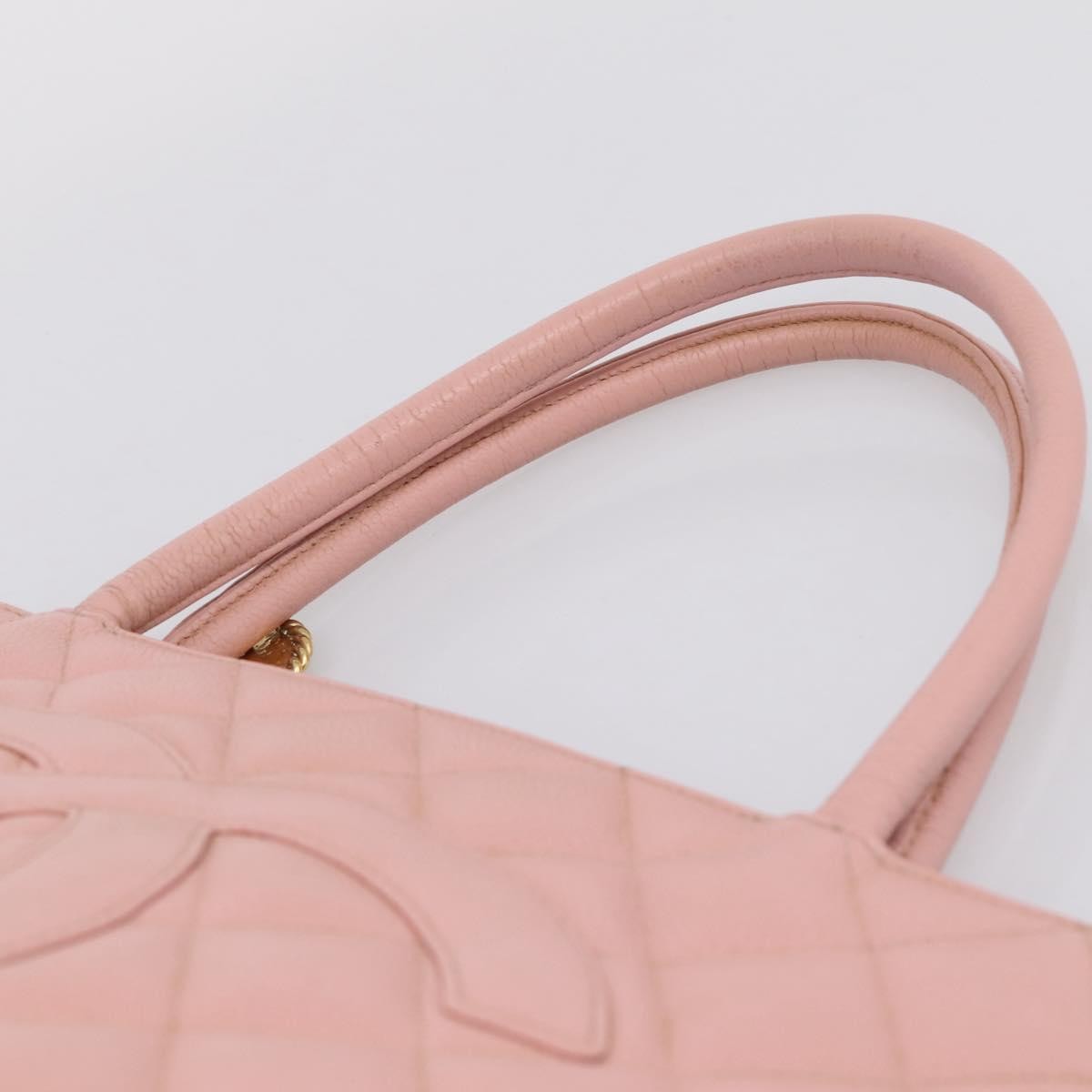 Chanel Medallion Quilted Caviar Pink Leather Tote Bag Bag (Pre-Owned)