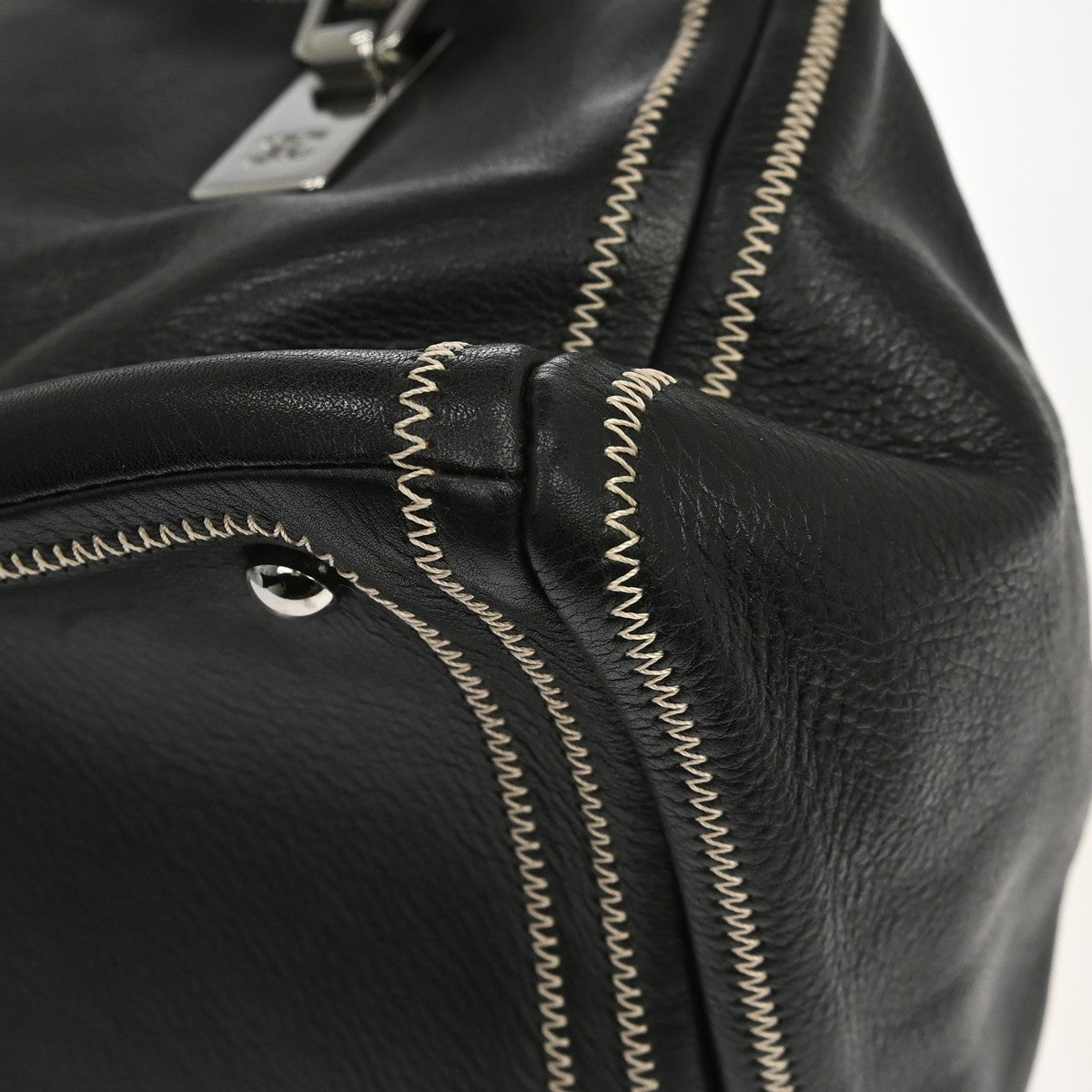 Chanel Vintage Bowler Lambskin Black Leather Handbag (Pre-Owned)