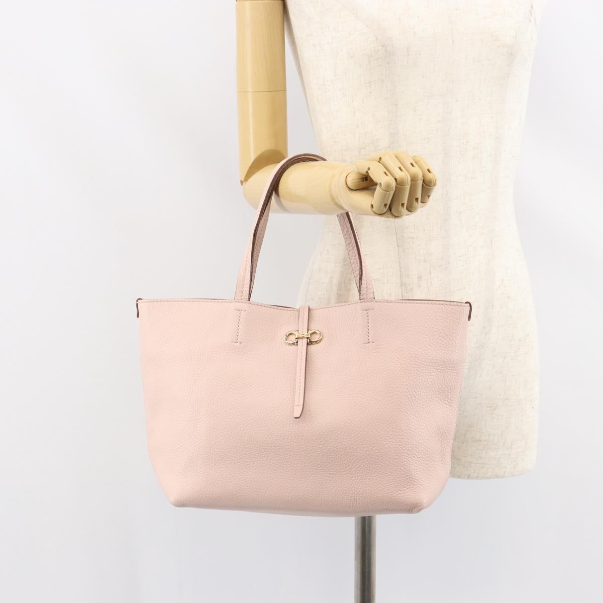 Salvatore Ferragamo Gancini Leather Pink Leather Tote Bag Bag (Pre-Owned)