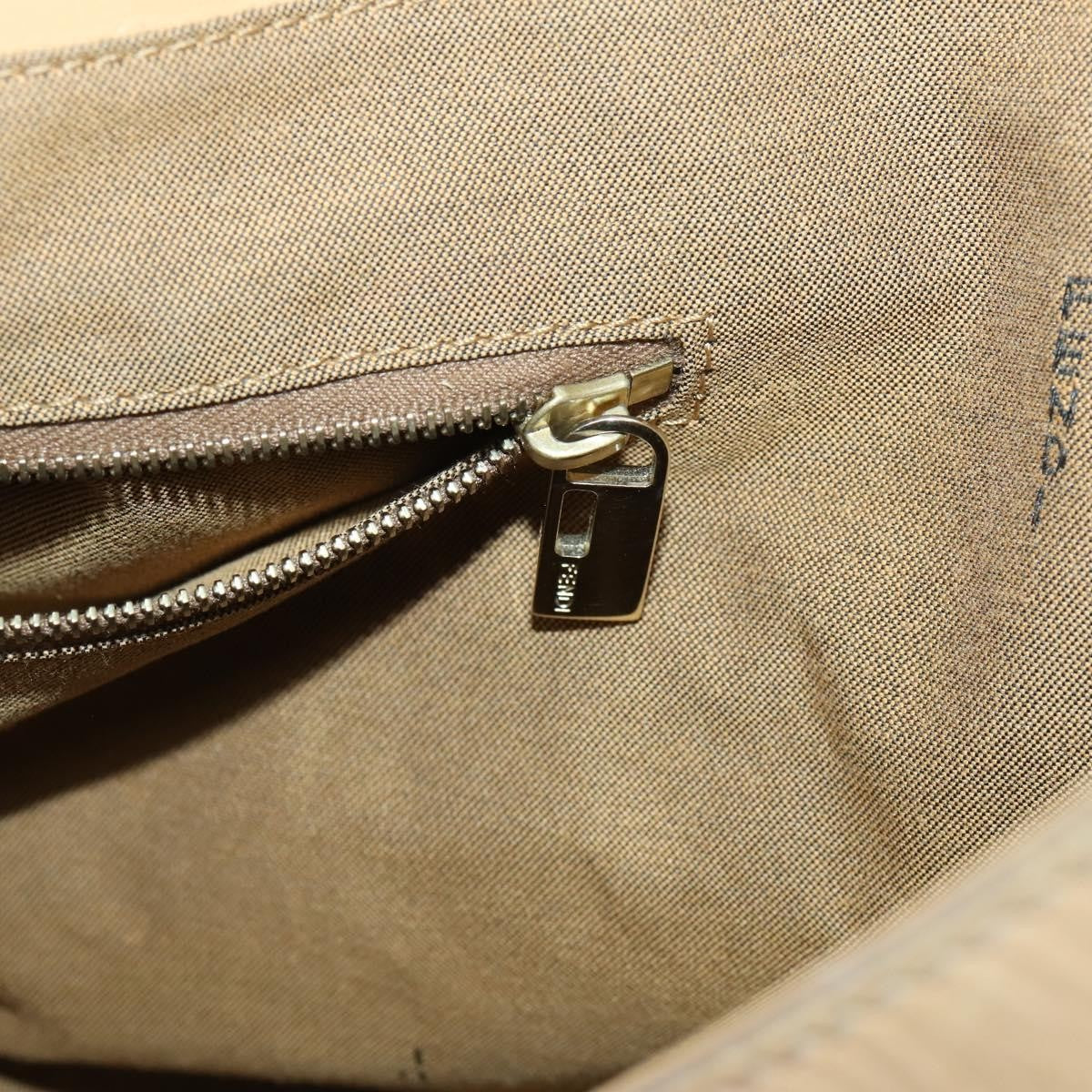 Fendi Twins Tote Leather Beige Leather Tote Bag Bag (Pre-Owned)