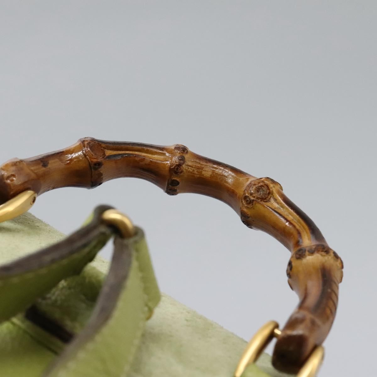 Gucci Gucci Bamboo Daim Green Suede Backpack Bag (Pre-Owned)