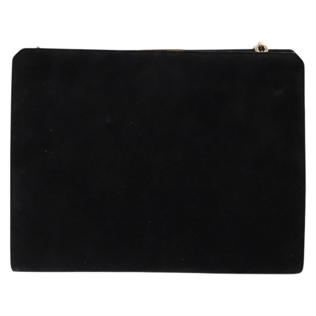 Salvatore Ferragamo Gancini Chain Suede Black Suede Shoulder Bag Bag (Pre-Owned)