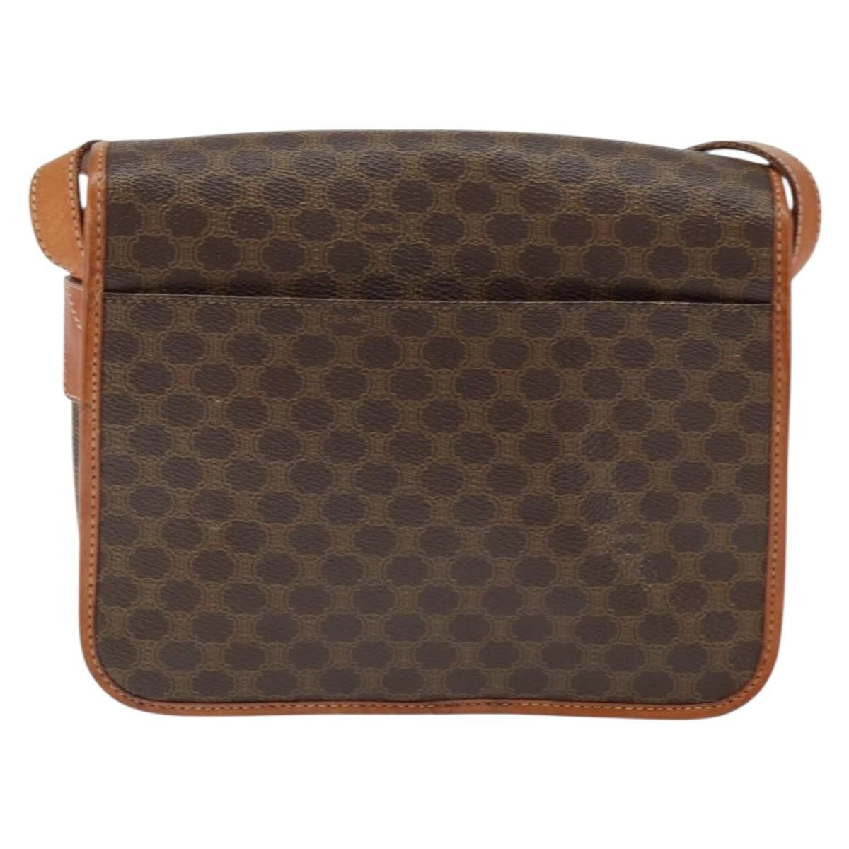 Celine Vintage Macadam Canvas And Leather Brown Canvas Shoulder Bag Bag (Pre-Owned)
