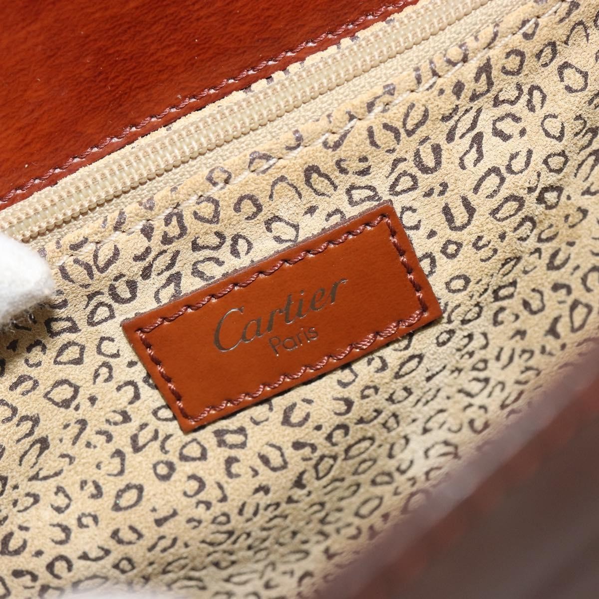 Cartier Panthère Leather Brown Patent_Leather Handbag (Pre-Owned)