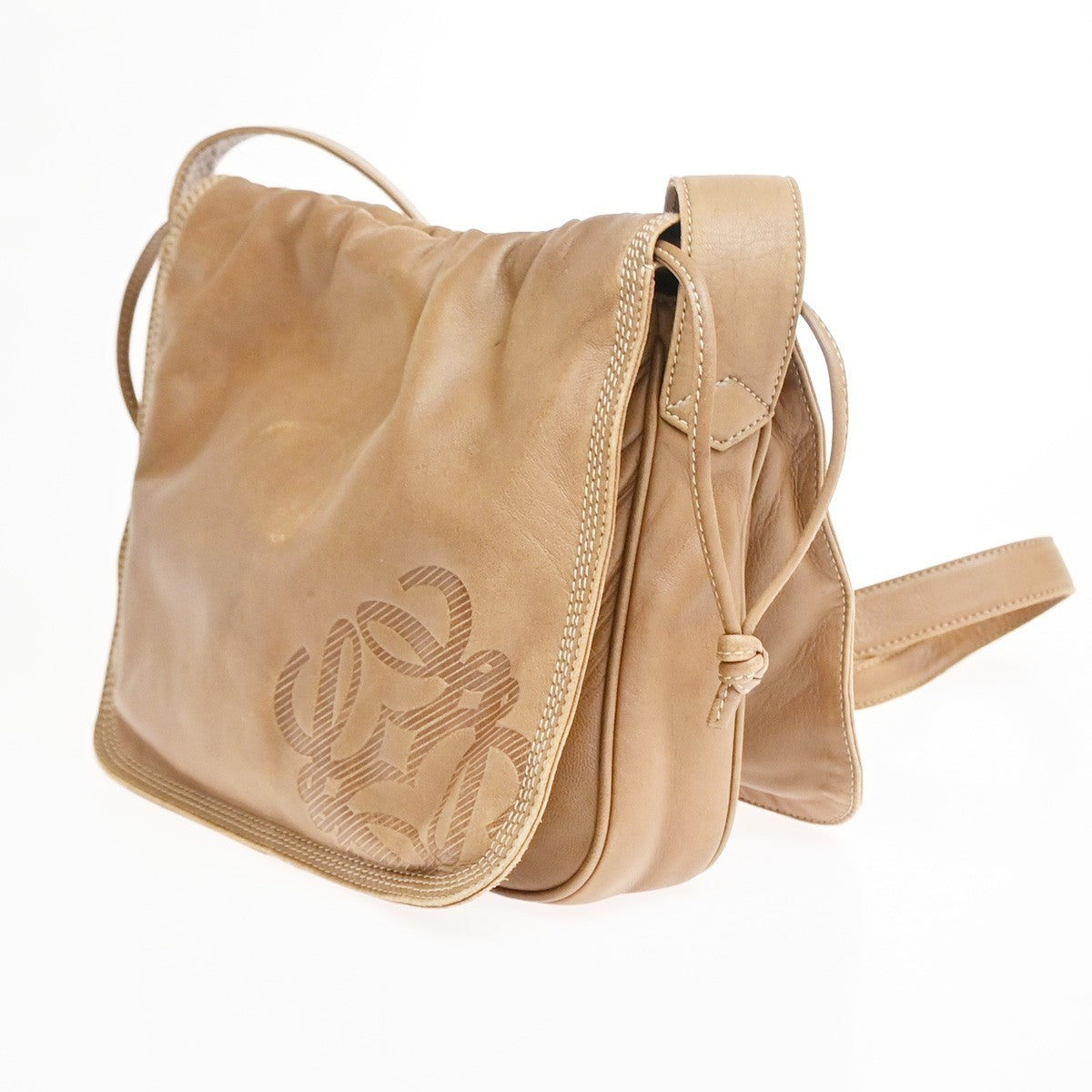 Loewe Anagram Leather Beige Leather Shoulder Bag Bag (Pre-Owned)