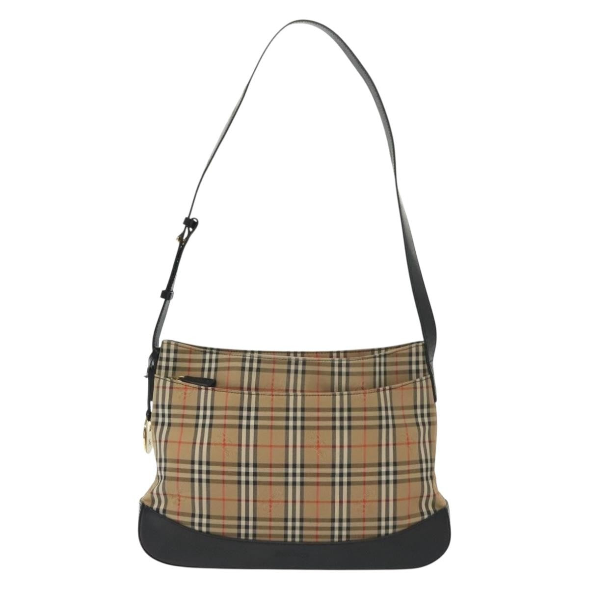 Burberry Shoulder Nova Check Canvas Beige Canvas Bag (Pre-Owned)