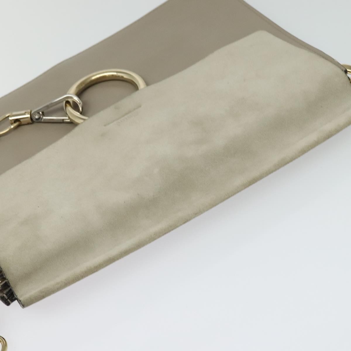 Chloe Faye Leather And Suede Gray Suede Shoulder Bag Bag (Pre-Owned)