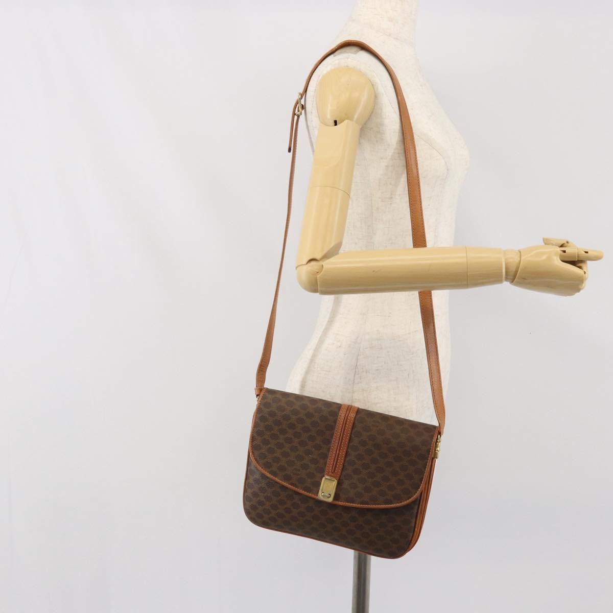 Celine Vintage Macadam Canvas And Leather Brown Canvas Shoulder Bag Bag (Pre-Owned)