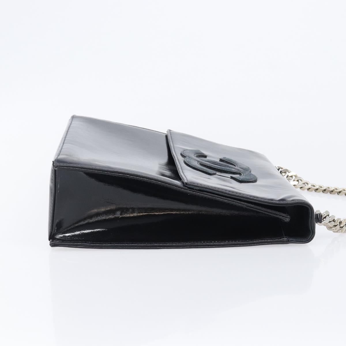 Chanel Chain Handle Leather Black Patent_Leather Tote Bag Bag (Pre-Owned)