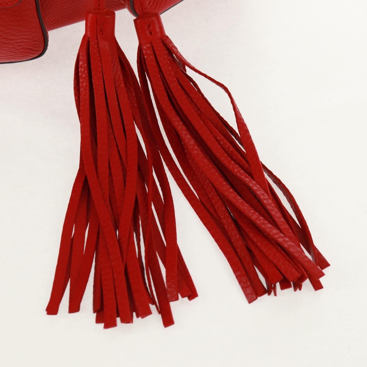 Gucci Bamboo Tassel Leather Red Leather Backpack Bag (Pre-Owned)