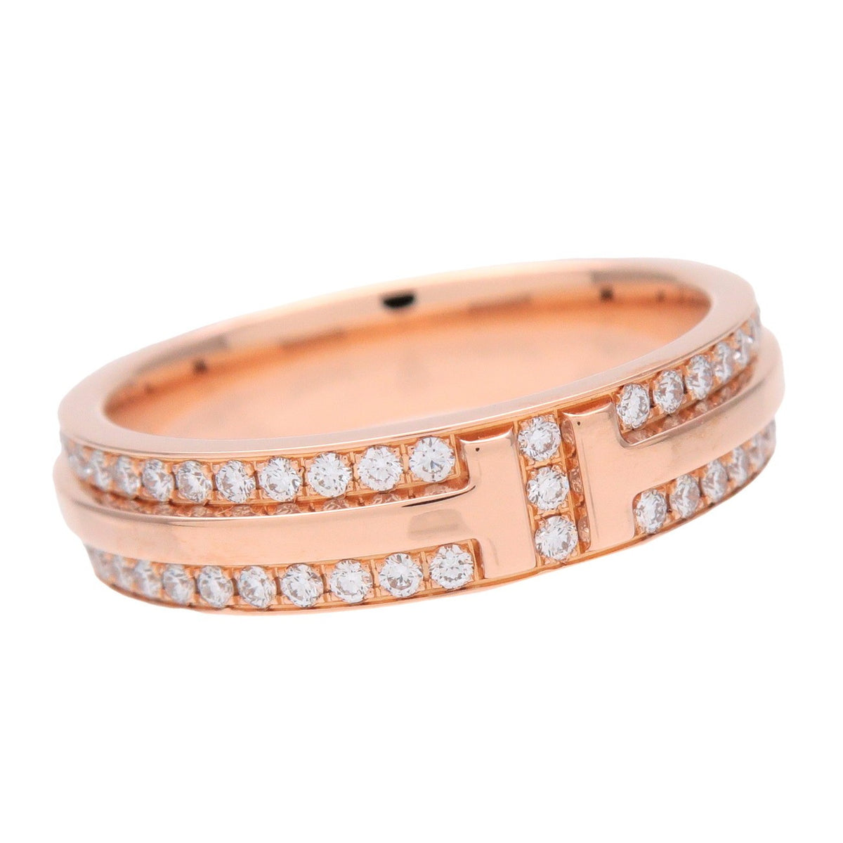 Tiffany & Co. T Two 18K Rose Gold And Diamonds Gold Rose_Gold Ring Jewelry (Pre-Owned)