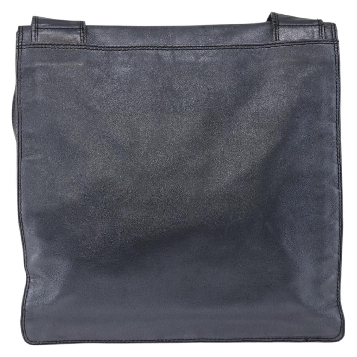 Chanel Vintage Logo Flap Messenger Leather Blue Leather Handbag (Pre-Owned)