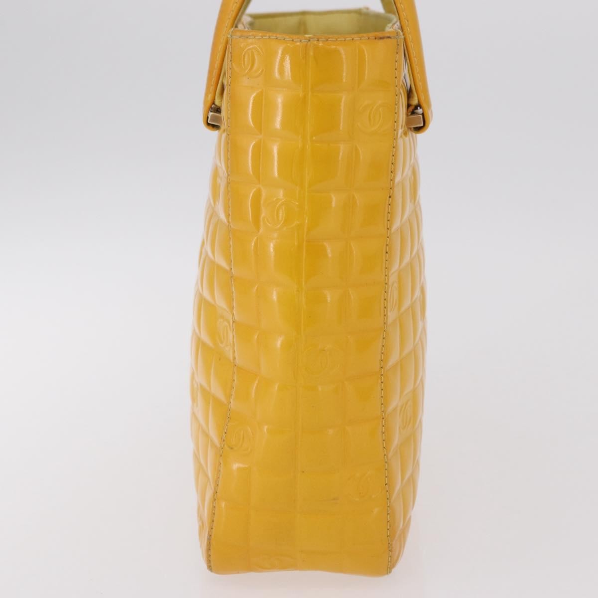 Chanel Chocolate Bar Cc Quilted Patent Yellow Patent_Leather Tote Bag Bag (Pre-Owned)