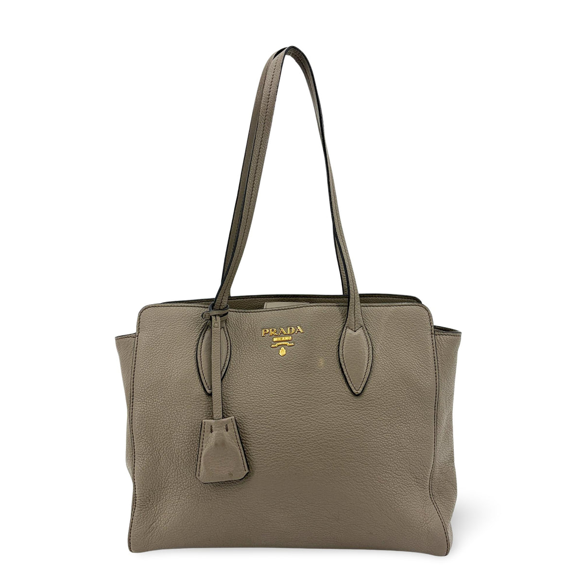 Prada Shoulder Bag Leather Gray Calfskin Shoulder Bag Bag (Pre-Owned)