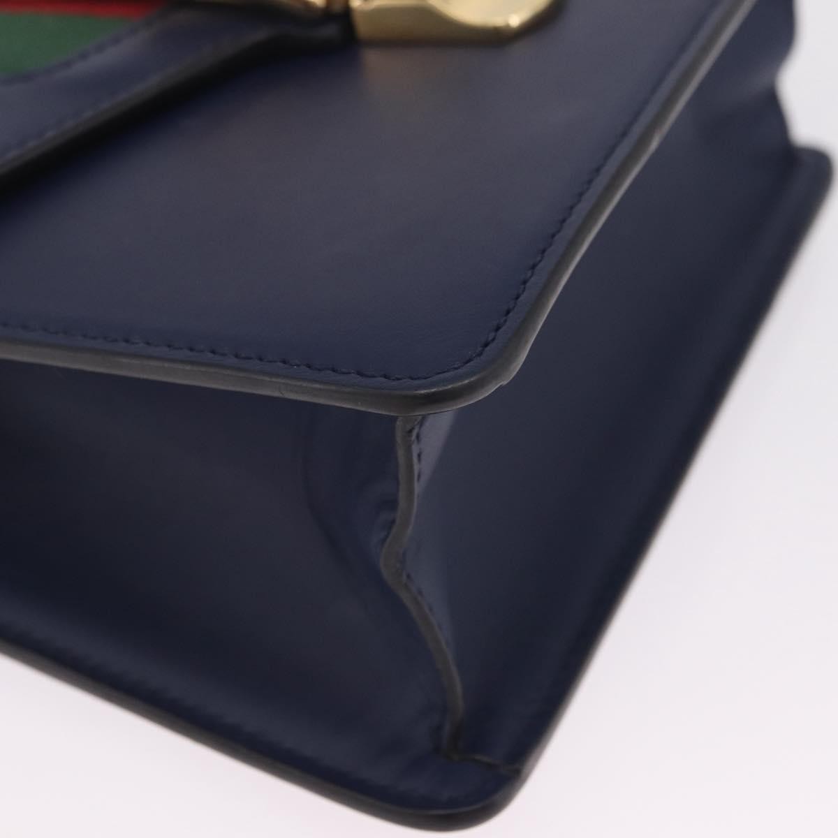 Gucci Sylvie Top Handle Leather Navy Leather Handbag (Pre-Owned)