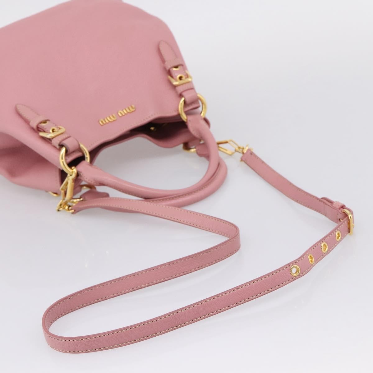 Miu Miu Madras Convertible Leather Pink Leather Tote Bag Bag (Pre-Owned)
