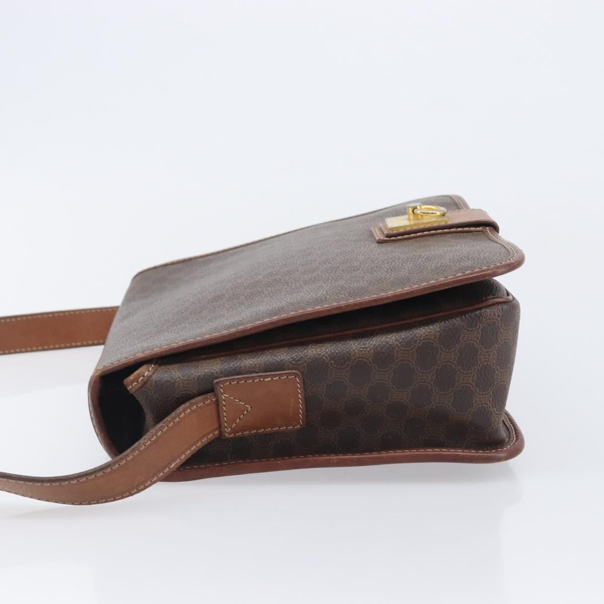 Celine Vintage Macadam Canvas And Leather Brown Canvas Shoulder Bag Bag (Pre-Owned)