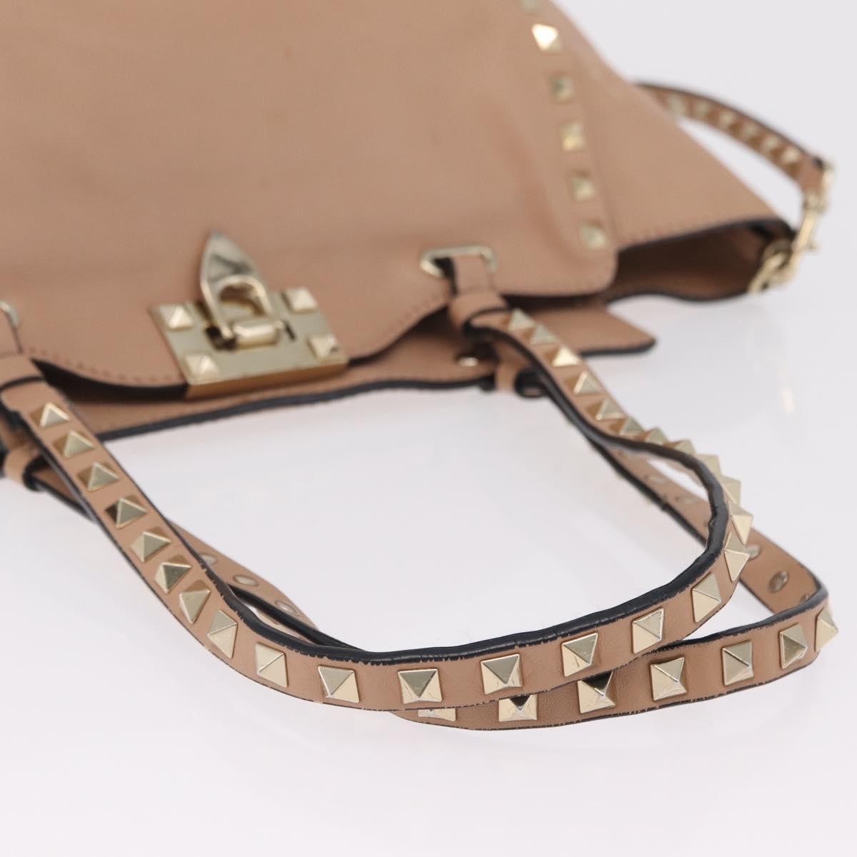Valentino Garavani Rockstud Soft Leather Beige Leather Tote Bag Bag (Pre-Owned)