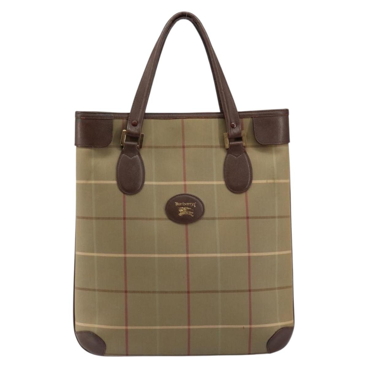 Burberry Nova Check Tote Canvas Check Pattern Beige Canvas Tote Bag Bag (Pre-Owned)