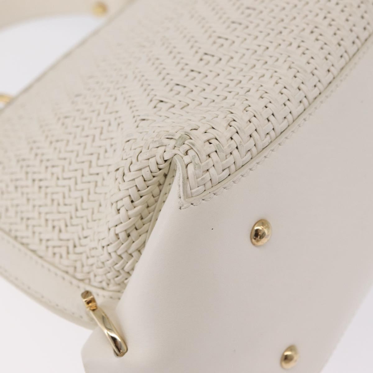 Salvatore Ferragamo Sofia Satchel Woven Leather White Leather Handbag (Pre-Owned)