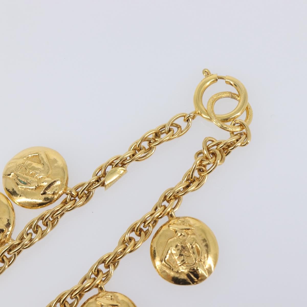 Chanel Vintage Diamond Coco Mademoiselle Long Metal Gold Metal Necklace Jewelry (Pre-Owned)