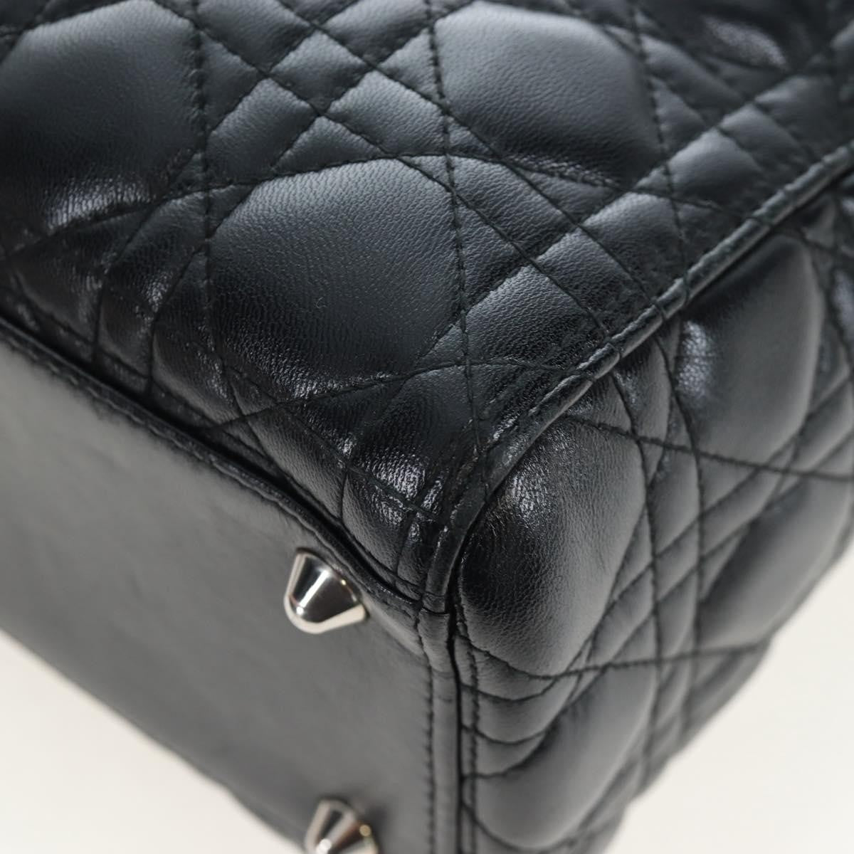 Christian Dior Lady Dior Lambskin Black Leather Handbag (Pre-Owned)