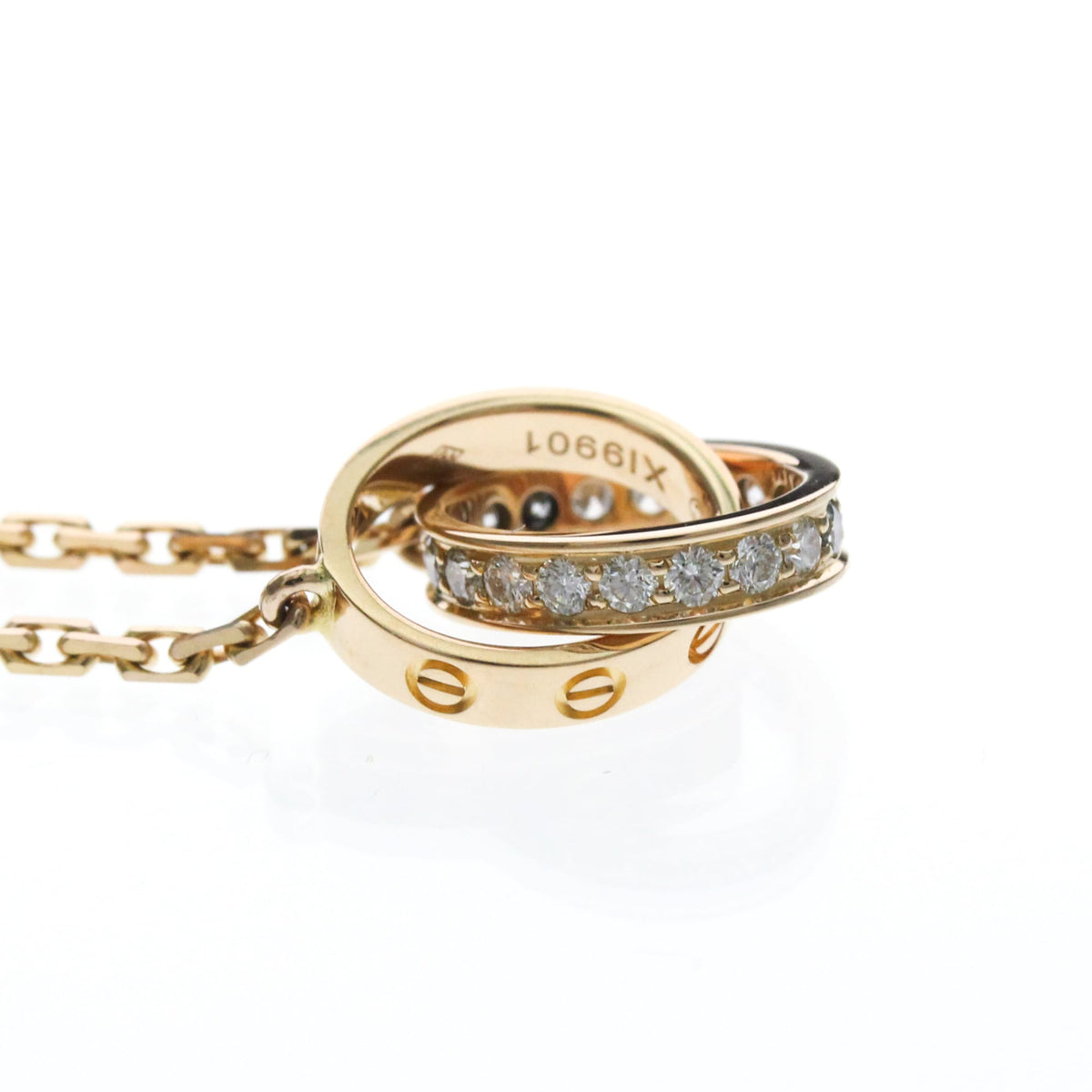 Cartier Love Interlocking 18K Rose Gold With Diamonds Gold Pink_Gold Necklace Jewelry (Pre-Owned)