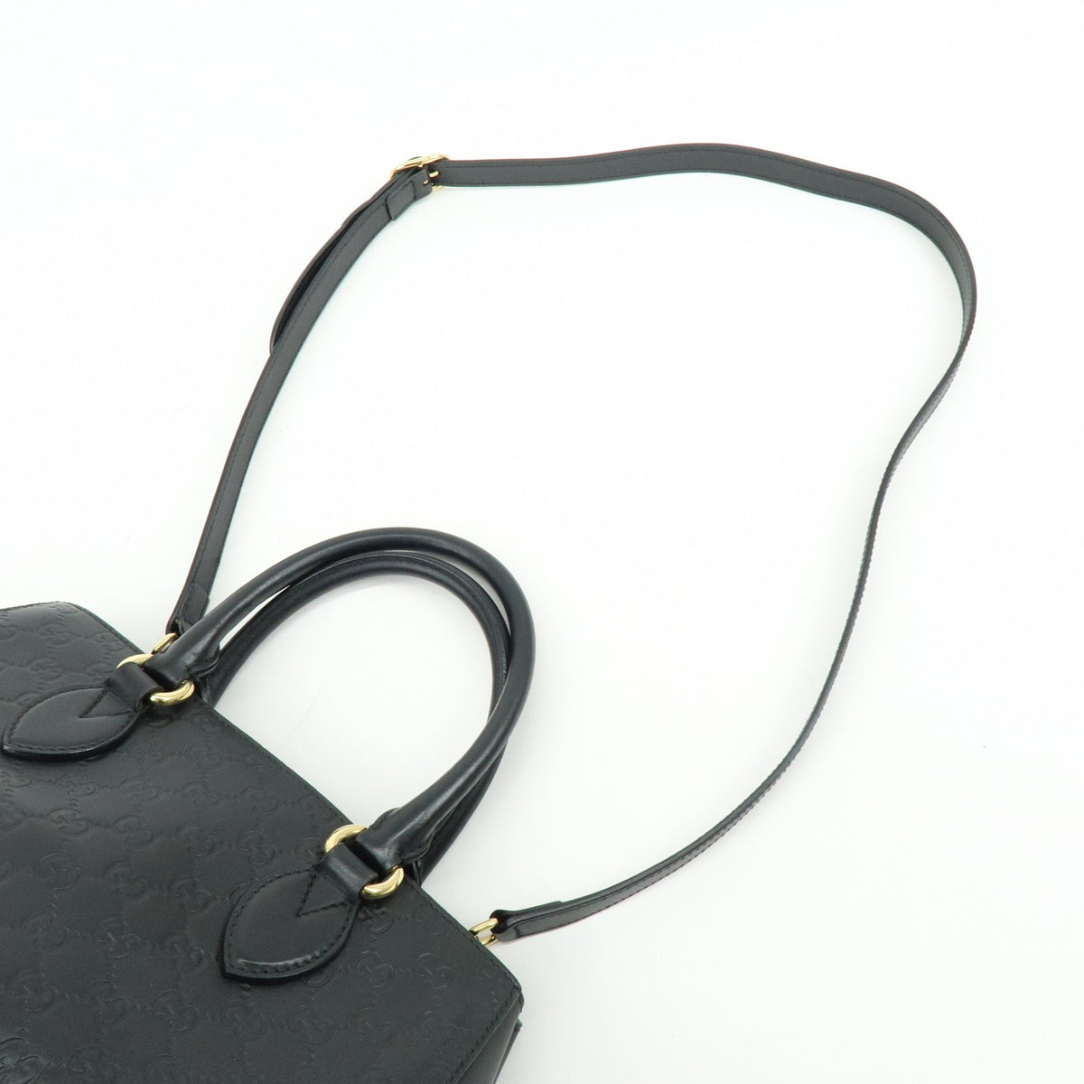Gucci Soft Signature Convertible Top Handle Guccissima Leather Black Leather Handbag (Pre-Owned)