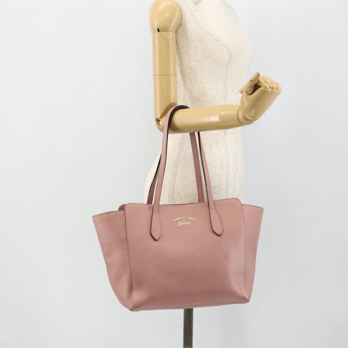 Gucci Swing Tote Leather Pink Leather Tote Bag Bag (Pre-Owned)
