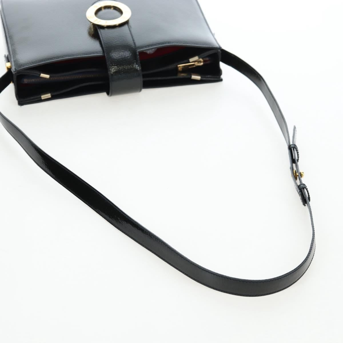 Celine Vintage Logo Ring Shoulder Bag Patent Leather Green Patent_Leather Shoulder Bag Bag (Pre-Owned)