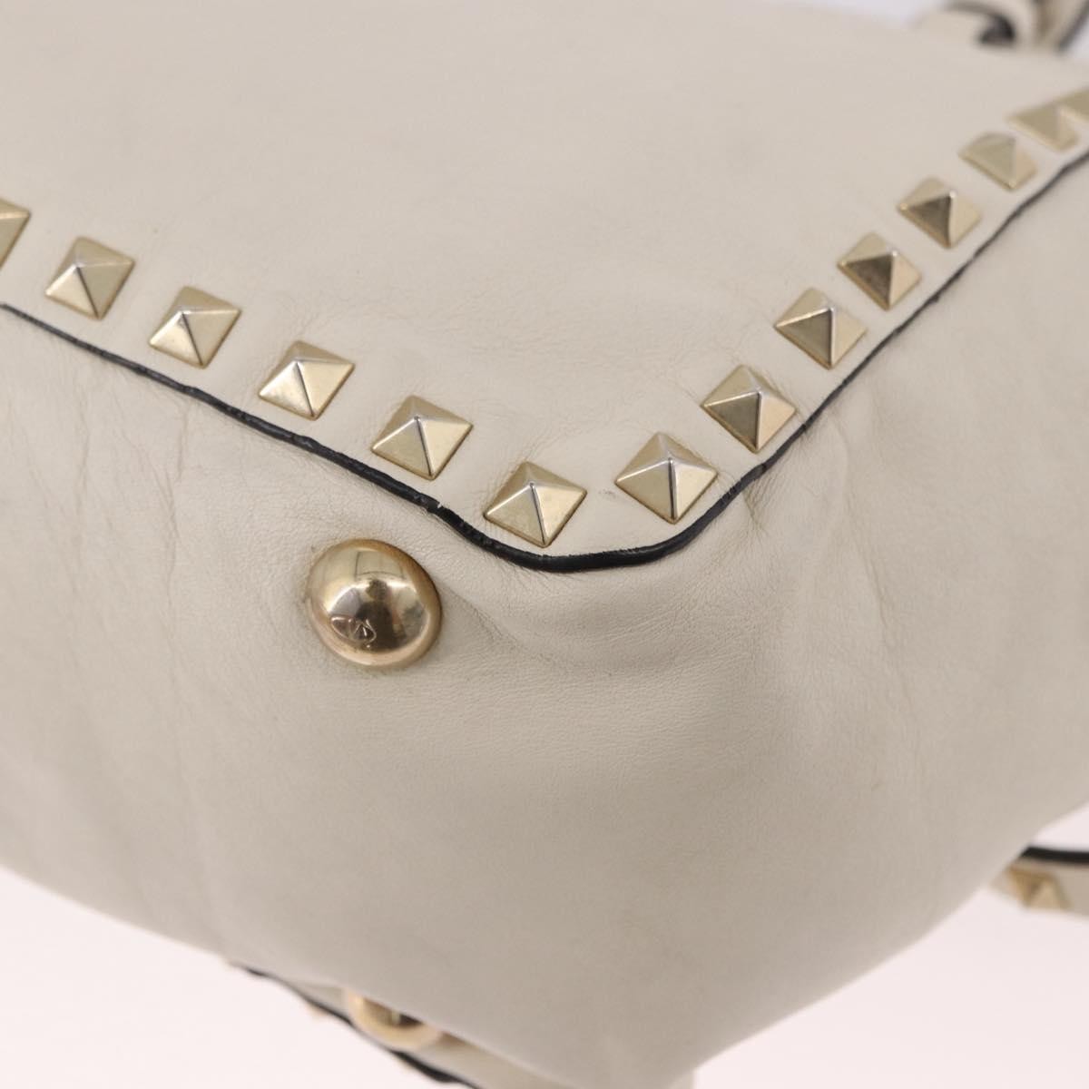 Valentino Garavani Rockstud Tote Soft Leather White Leather Tote Bag Bag (Pre-Owned)