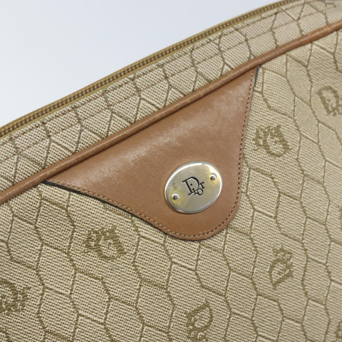 Christian Dior Vintage Honeycomb Canvas And Leather Beige Canvas Shoulder Bag Bag (Pre-Owned)