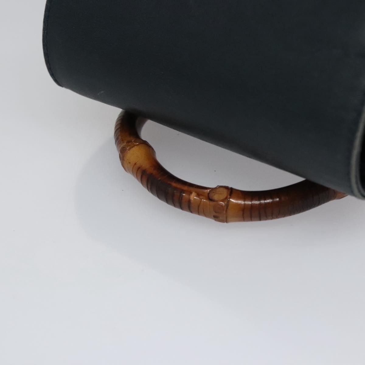 Gucci Vintage Bamboo Leather Black Leather Backpack Bag (Pre-Owned)