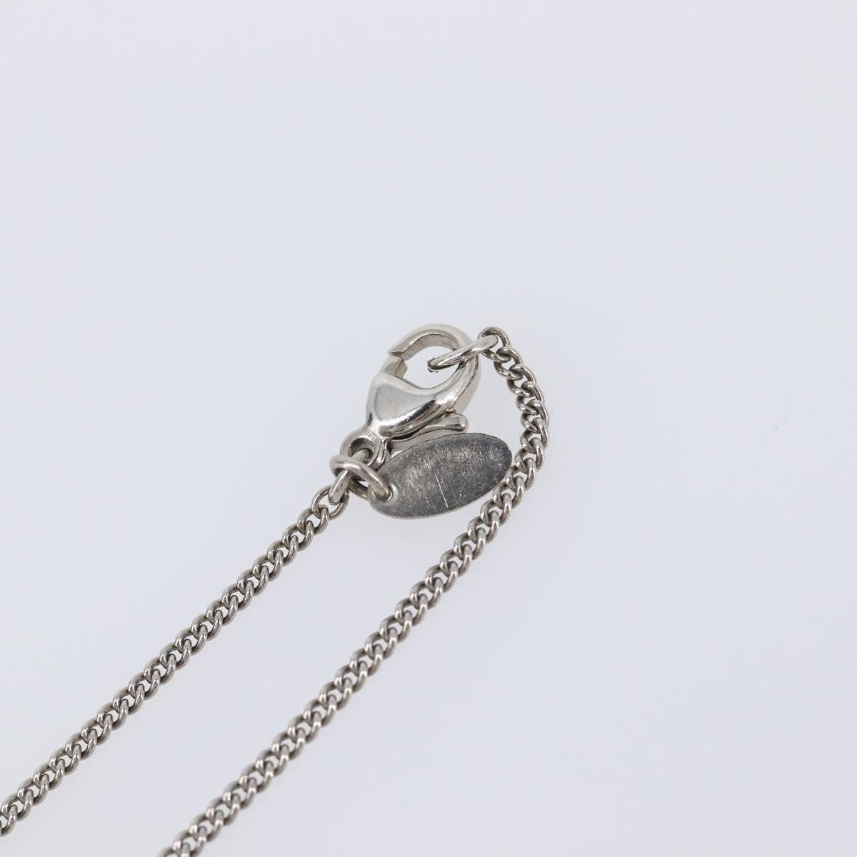 Chanel Cc Pendant Metal With Crystals Silver Metal Necklace Jewelry (Pre-Owned)