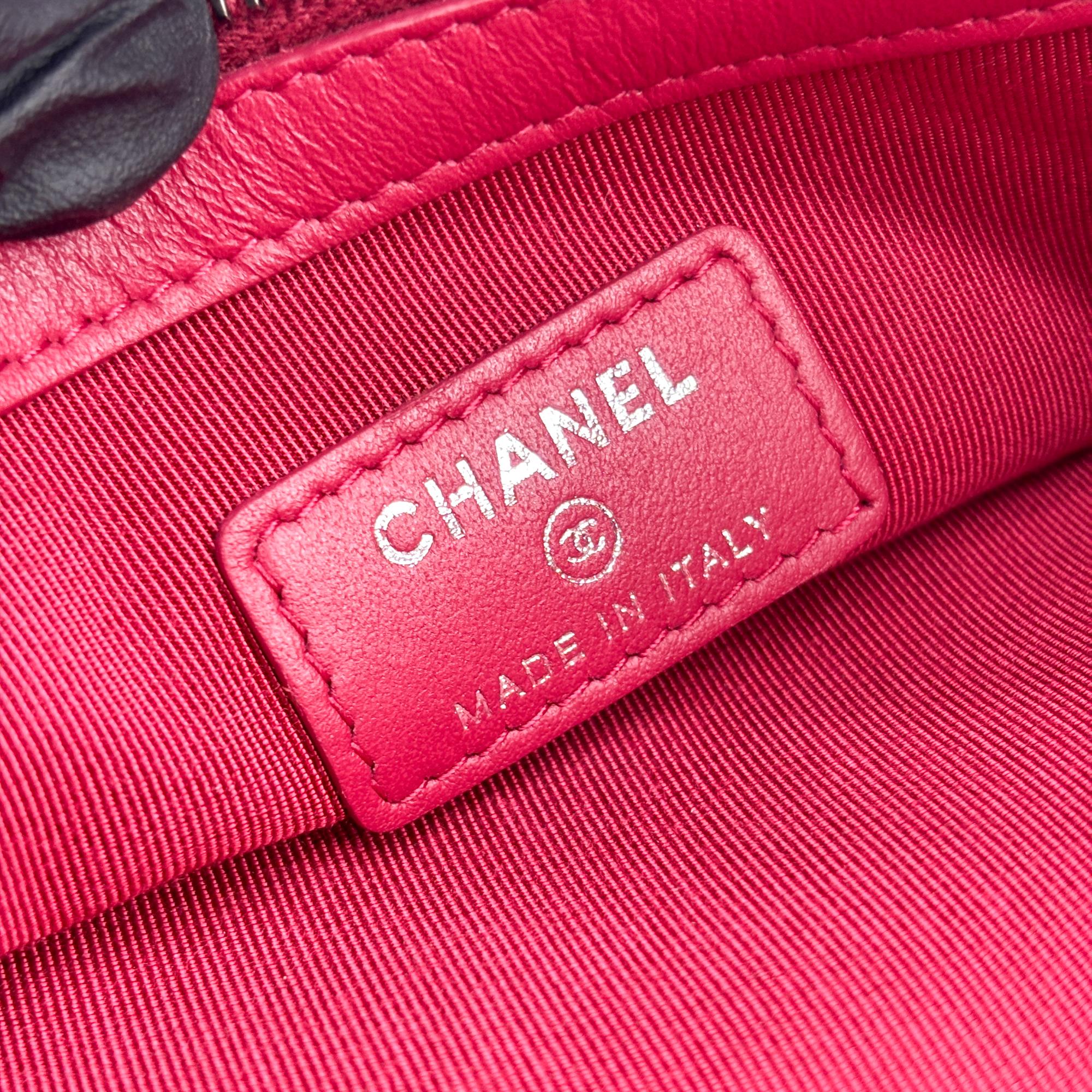 Chanel Gabrielle O Case Clutch Quilted Aged Calfskin Black Leather Clutche & Pouche Bag (Pre-Owned)
