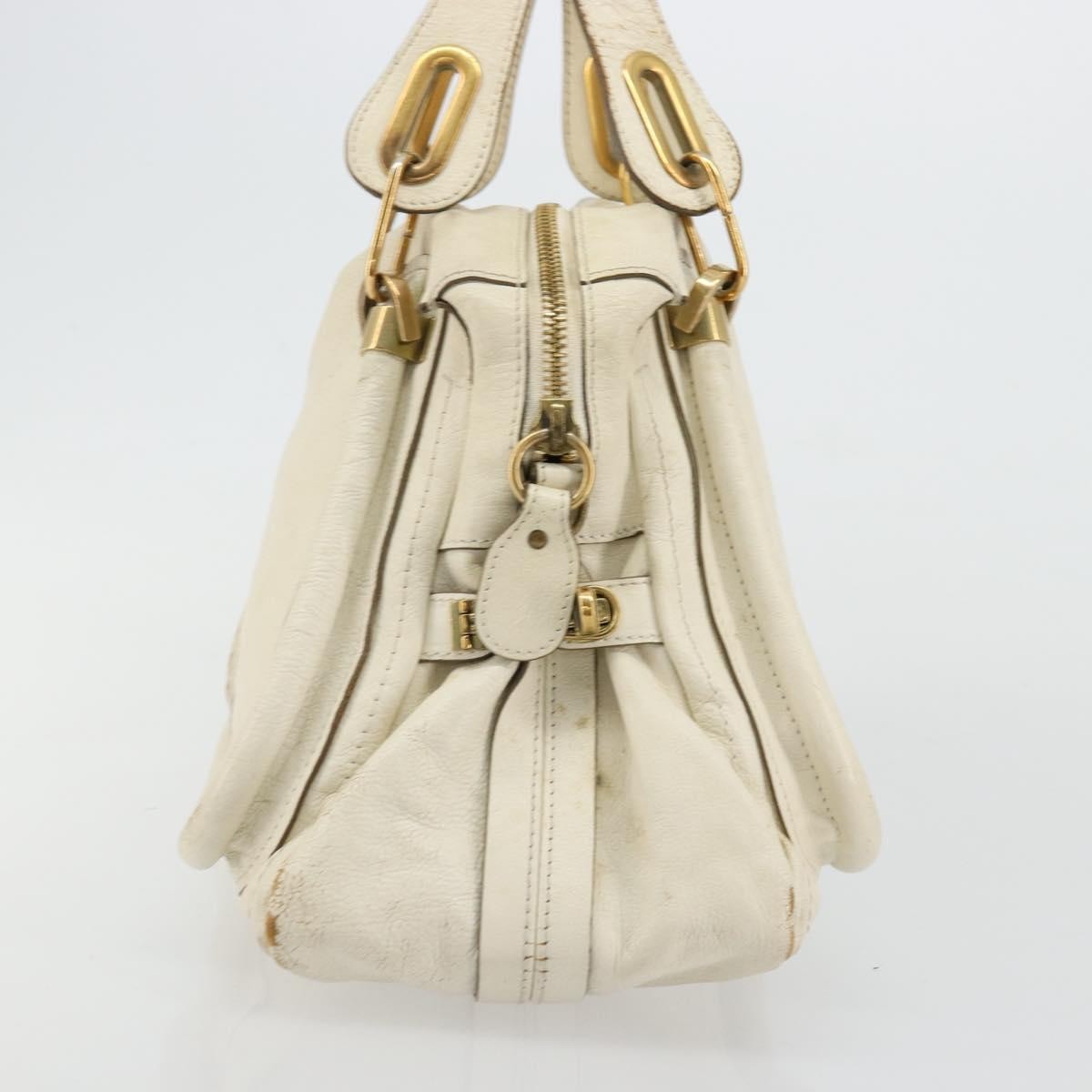 Chloe Paraty Top Handle Leather White Leather Handbag (Pre-Owned)