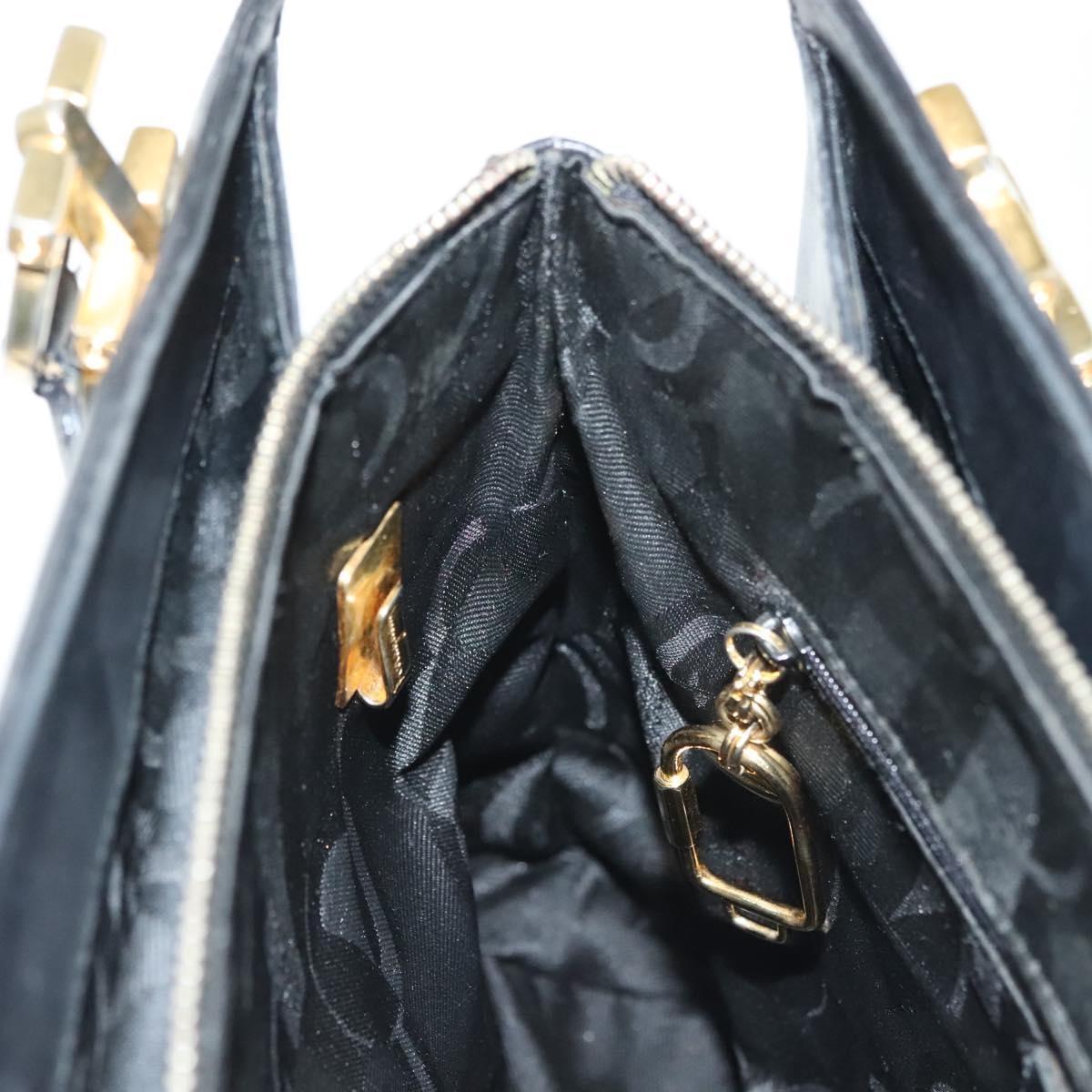 Salvatore Ferragamo Gancini Leather Black Leather Shoulder Bag Bag (Pre-Owned)