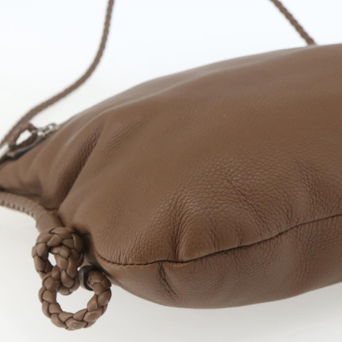Gucci Braided Strap Zip Messenger Leather Brown Leather Shoulder Bag Bag (Pre-Owned)