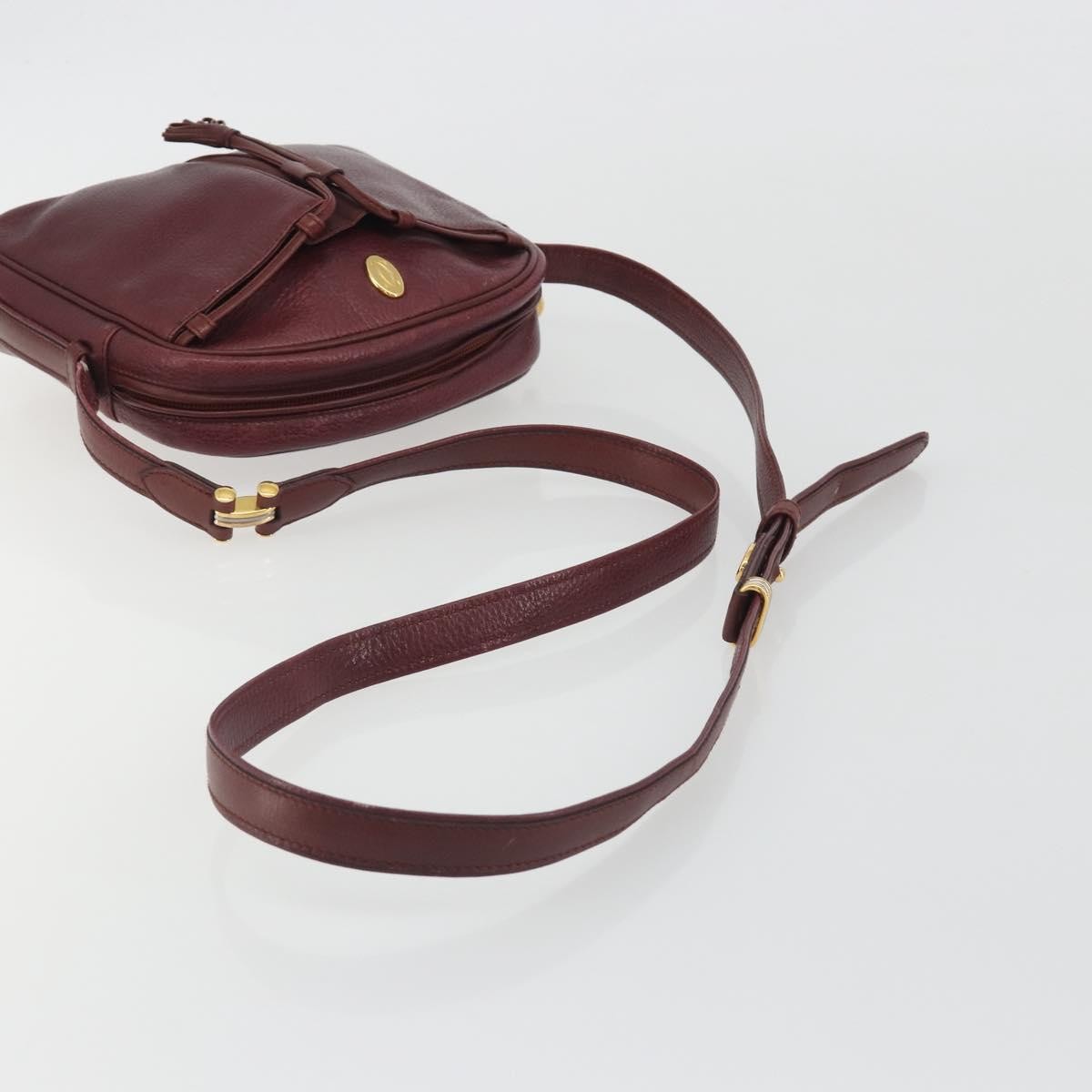 Cartier Tasseled Must De Cartier Leather Burgundy Leather Shoulder Bag Bag (Pre-Owned)