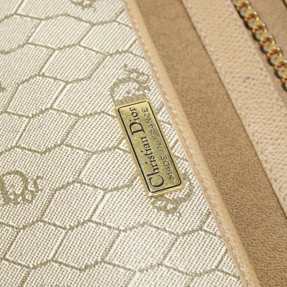 Christian Dior Vintage Chain Flap Leather Beige Leather Shoulder Bag Bag (Pre-Owned)