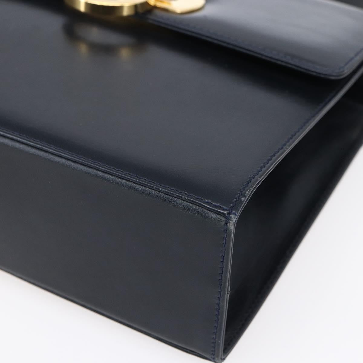 Salvatore Ferragamo Gancini Leather Navy Leather Shoulder Bag Bag (Pre-Owned)