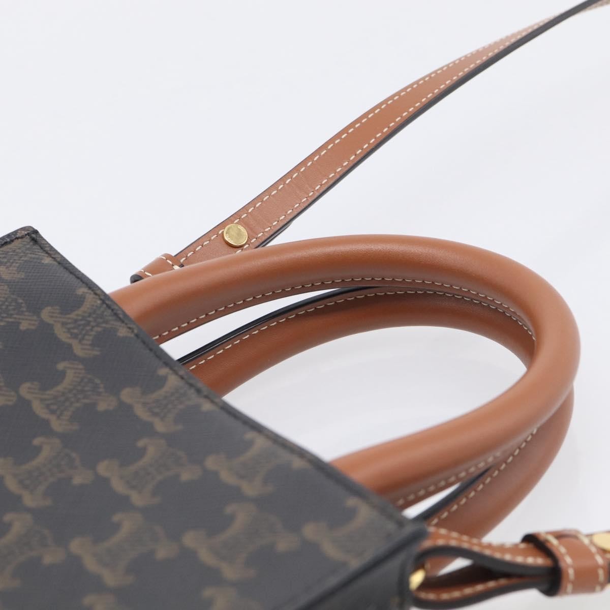 Celine Vertical Cabas Triomphe Coated Canvas Brown Canvas Tote Bag Bag (Pre-Owned)