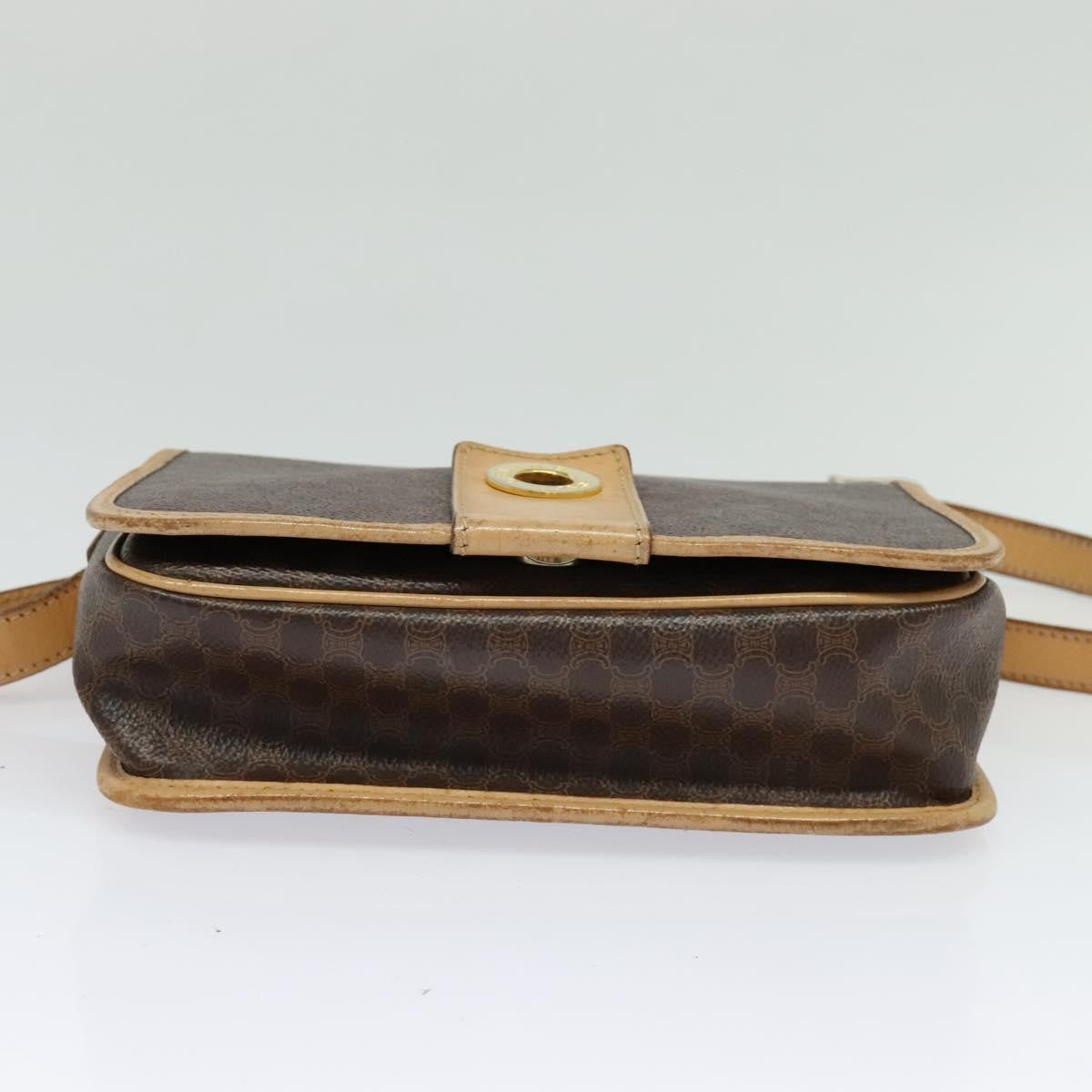 Celine Macadam Shoulder Pvc Leather Brown Canvas Bag (Pre-Owned)
