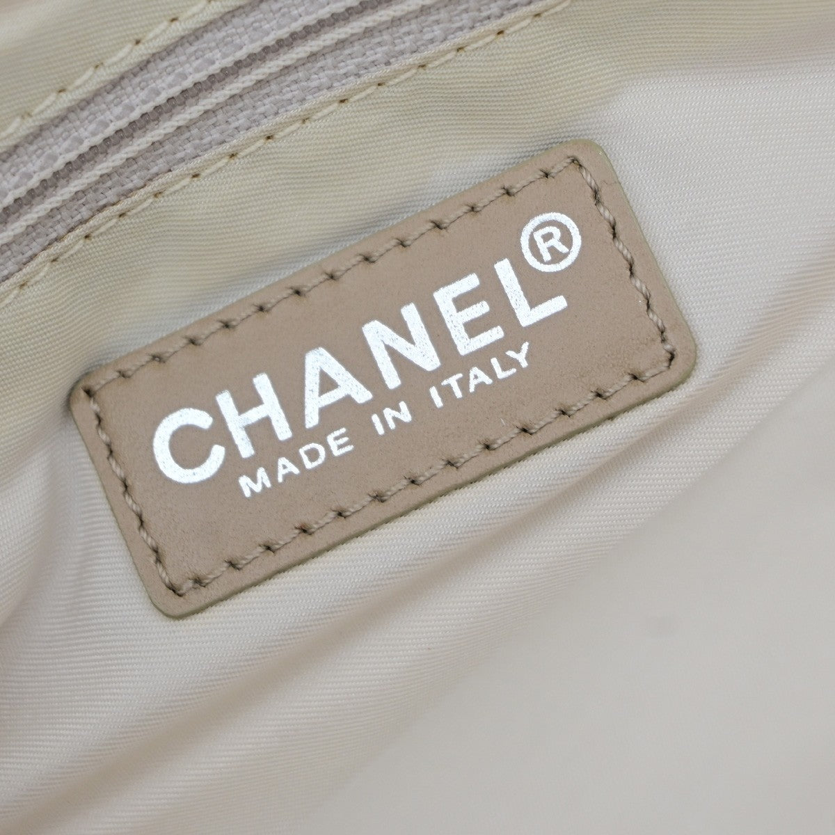 Chanel Travel Line Tote Nylon Beige Nylon Tote Bag Bag (Pre-Owned)