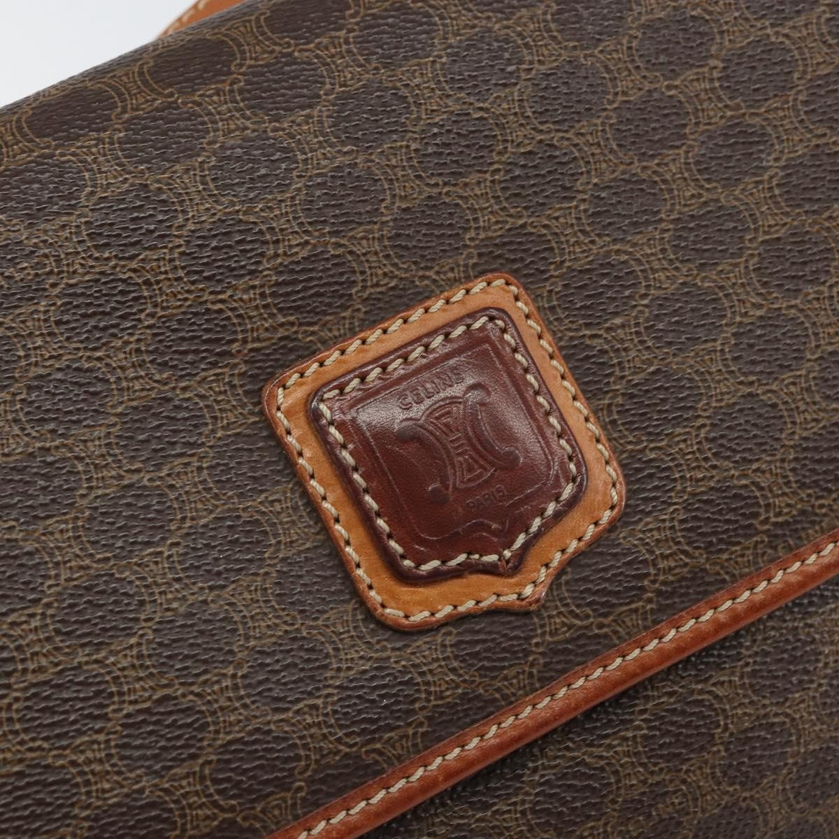 Celine Vintage Macadam Canvas And Leather Brown Canvas Shoulder Bag Bag (Pre-Owned)