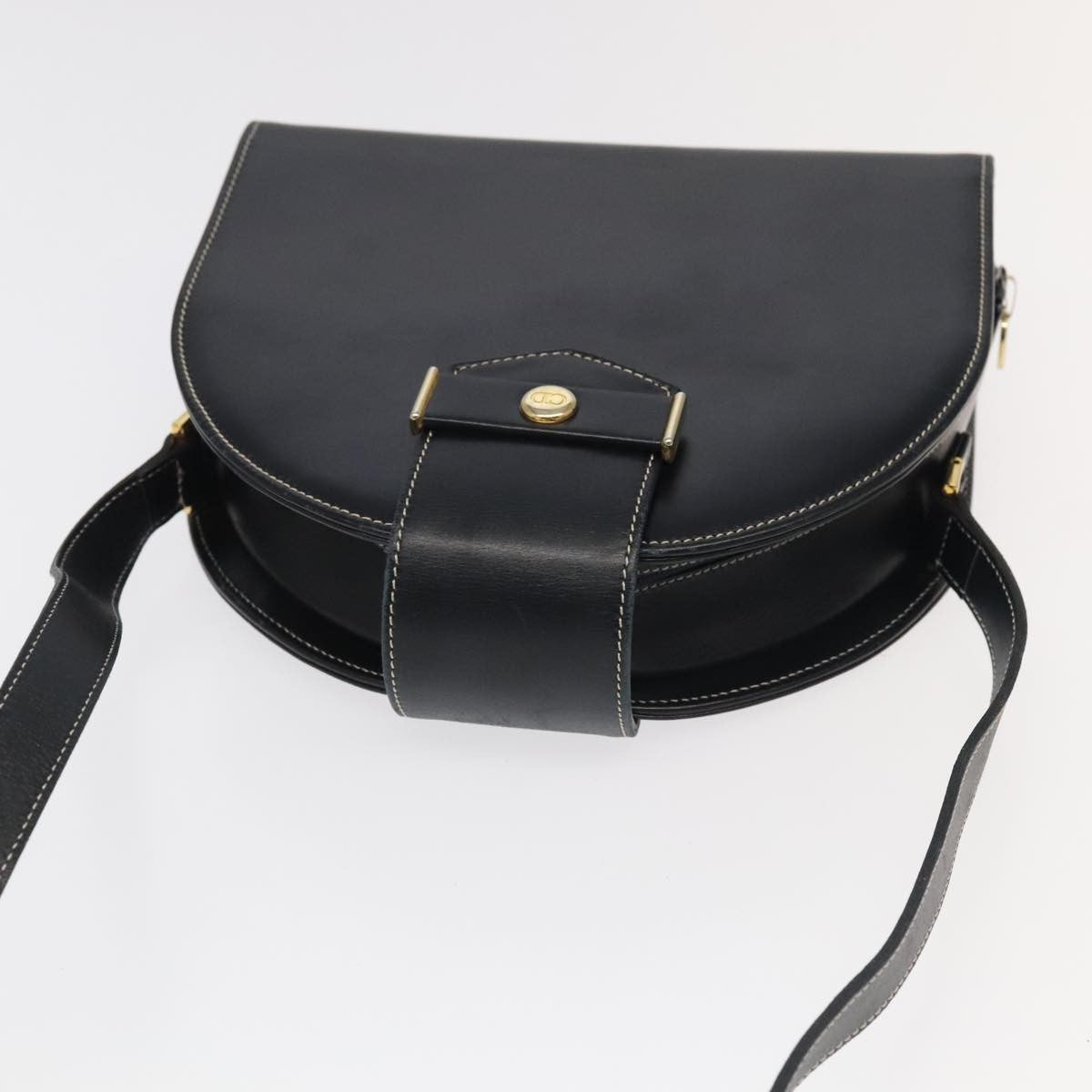Christian Dior Vintage Leather Black Leather Shoulder Bag Bag (Pre-Owned)