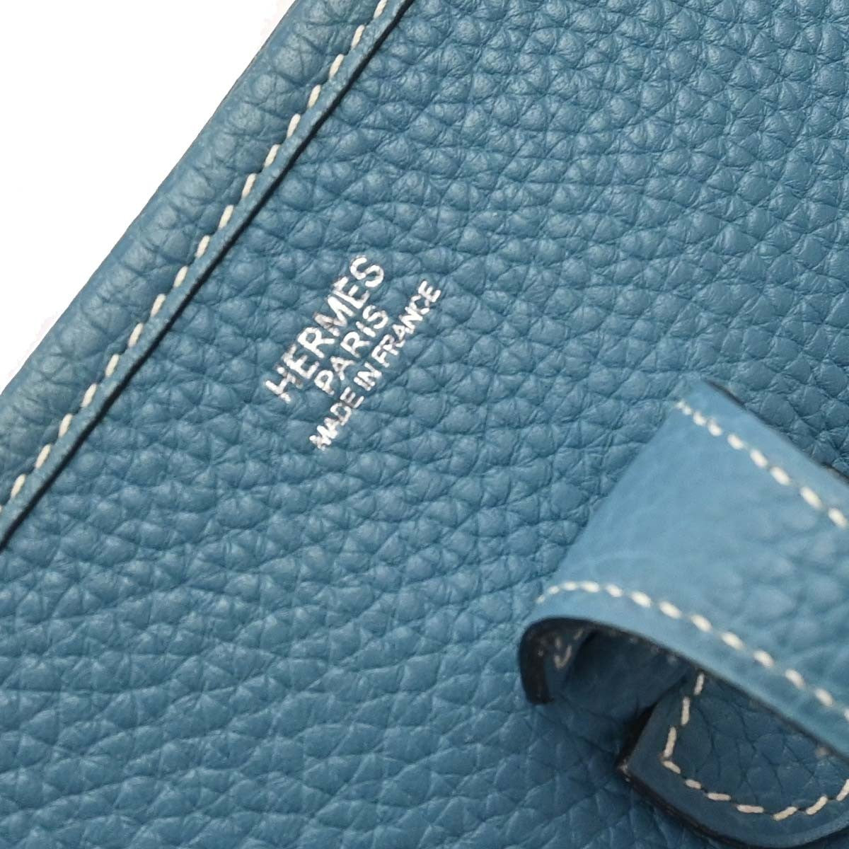 Hermes Evelyne Bag Gen Iii Clemence Blue Leather Shoulder Bag Bag (Pre-Owned)