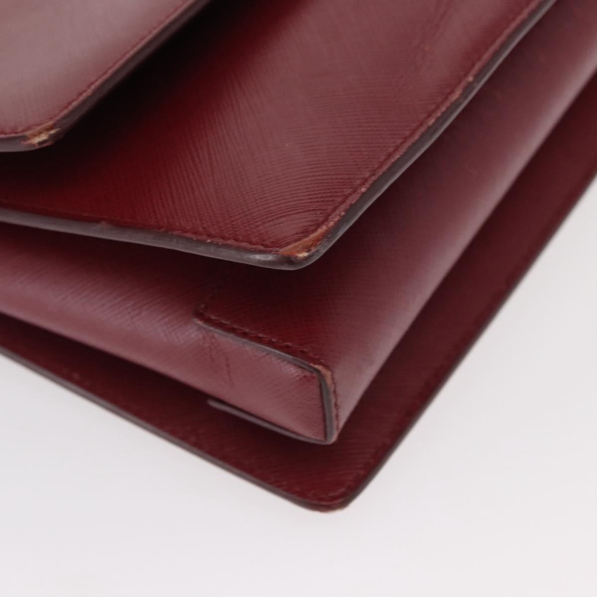 Salvatore Ferragamo Vala Chain Leather Burgundy Leather Shoulder Bag Bag (Pre-Owned)
