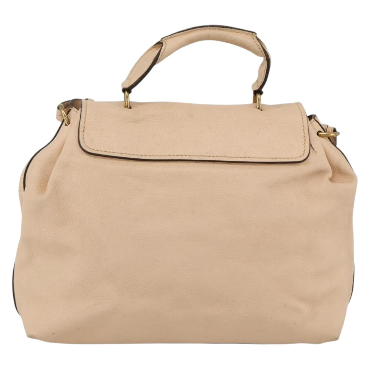 Chloe Elsie Convertible Satchel Leather Beige Leather Handbag (Pre-Owned)